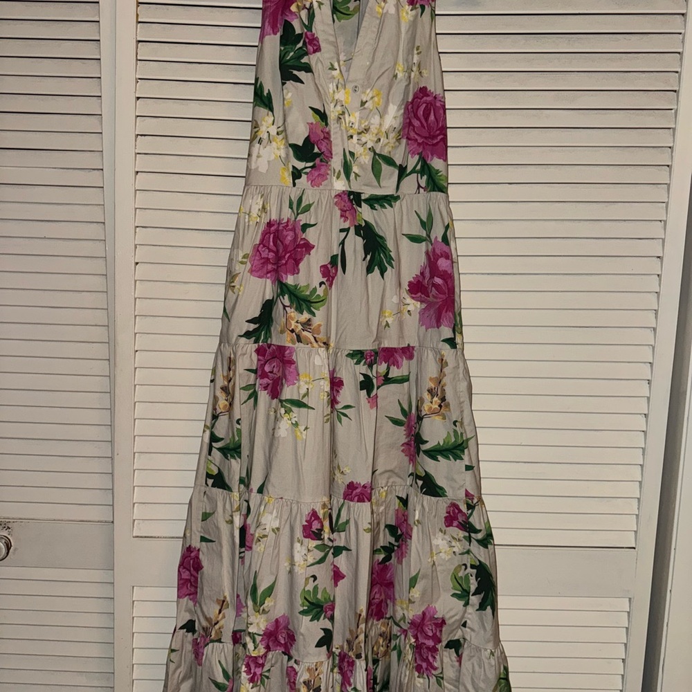 Vineyard Vines Pink and Green Floral Maxi Dress